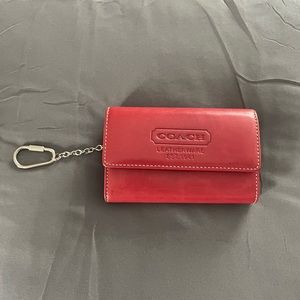 Small coach wallet with key chain. Red  great shape